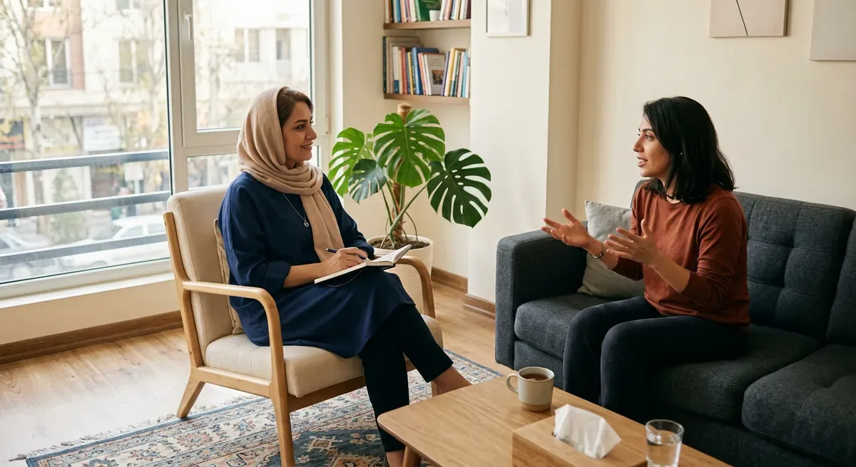 جلسه روان‌درمانی افسردگی در کلینیک روانشناسی هنر حال خوب